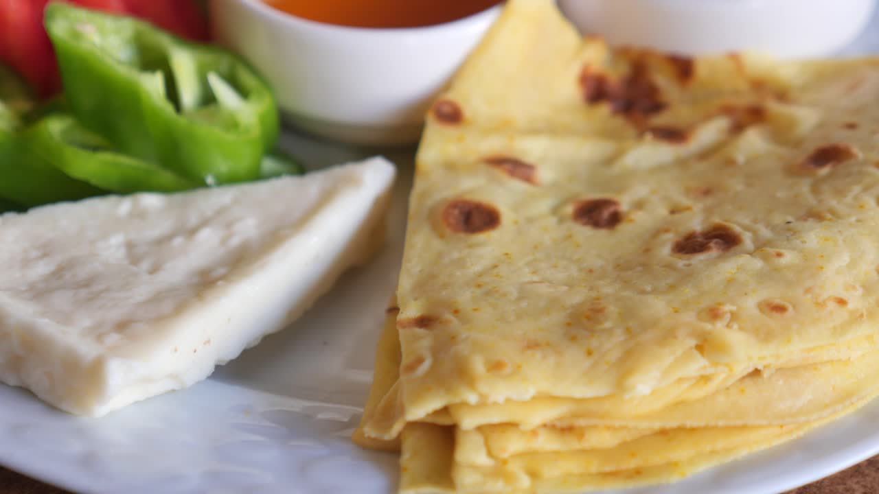 Crepes with cheese, honey and pepper