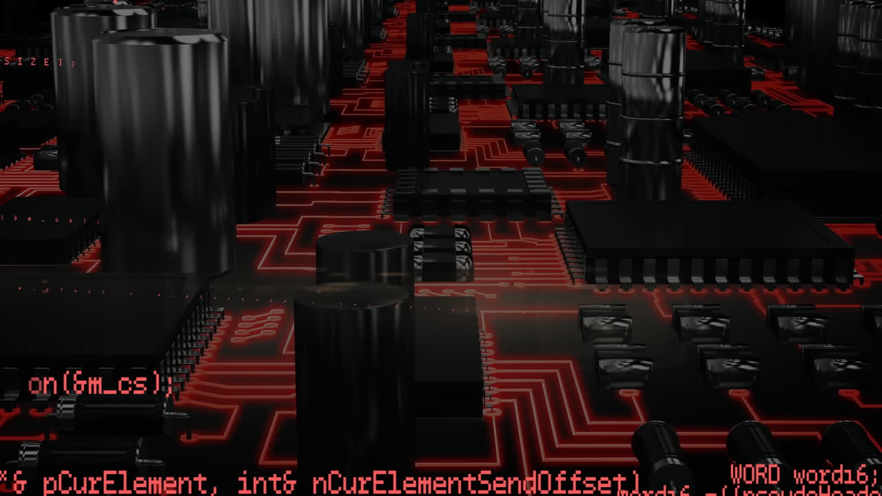 Data on red and black circuit board