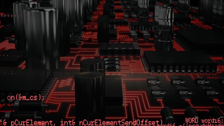 Data on red and black circuit board