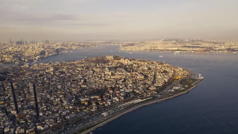 aerial view of istanbul cityscape and bosphorus