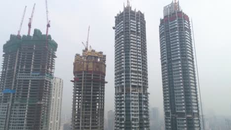 a drone shot of the worli skyline with new buildings in construction