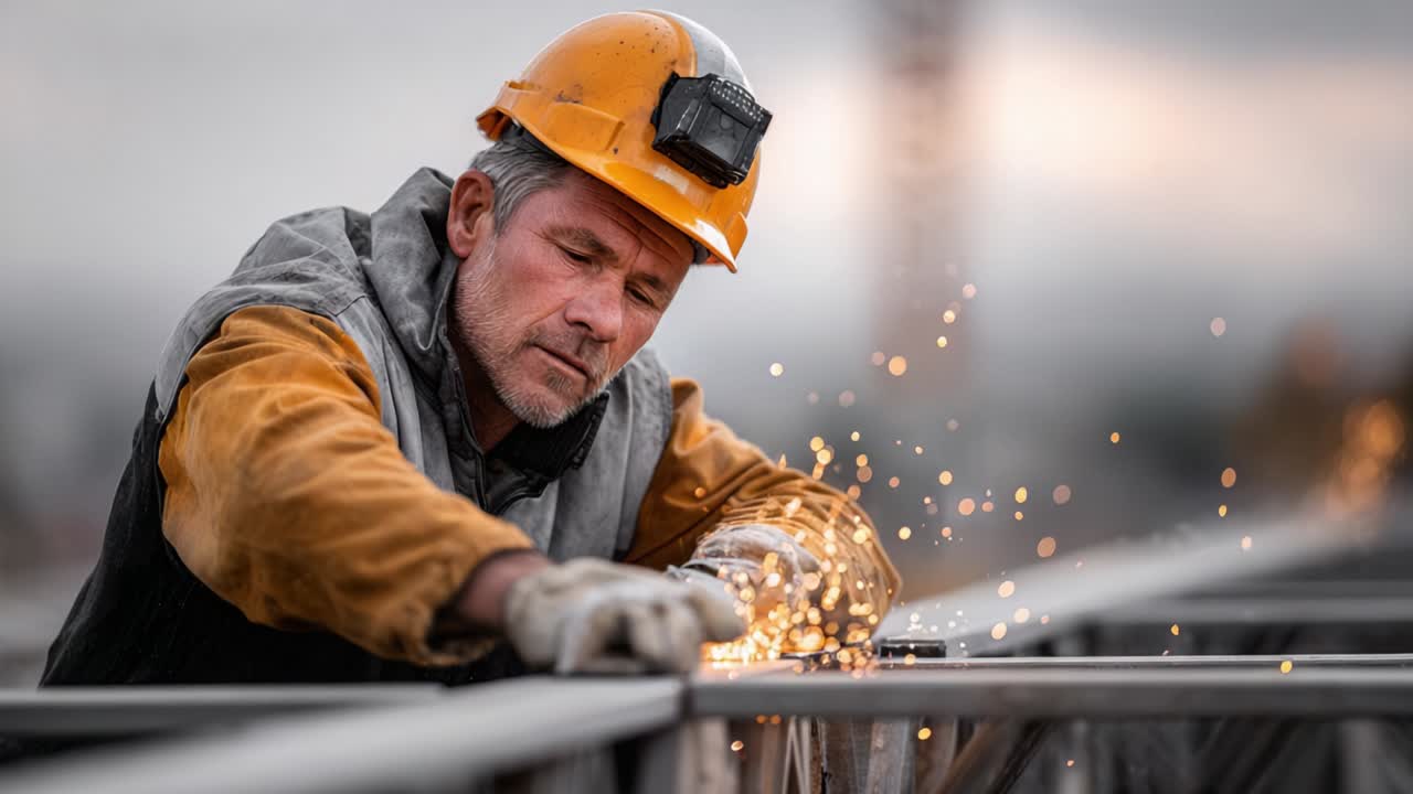 Schweißer auf einer Baustelle