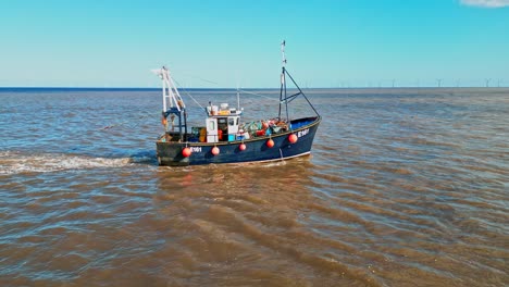 aerial drone video footage of a fishing trawler