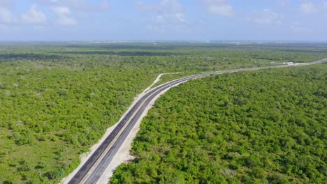 Carretera-Entre-Verón-Y-Bavaro-A-Través-De-Un-Campo-Verde