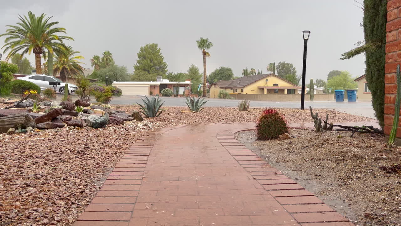 fuerte tormenta de lluvia en la ciudad, primer plano del pavimento-1