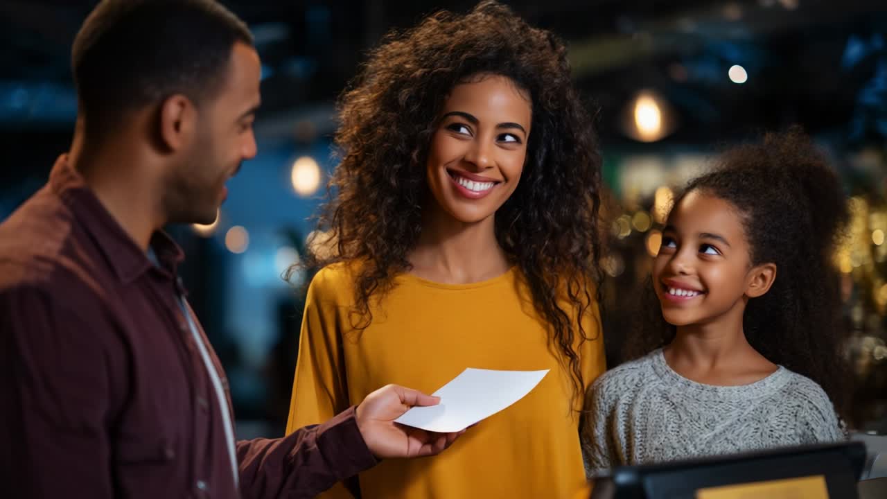 A joyful family moment captured in two frames, showcasing a father, mother, and daughter sharing smiles and laughter in a warm setting filled with light, love, and connection, emphasizing their strong bond and happiness
