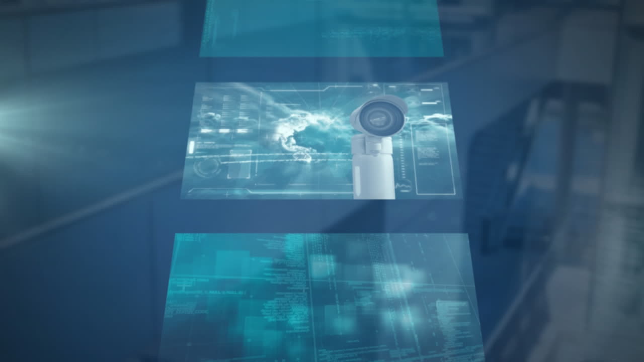 스마트폰을 사용하는 사람이 배경에 있는 건물 위에 있는 데이터 처리의 애니메이션