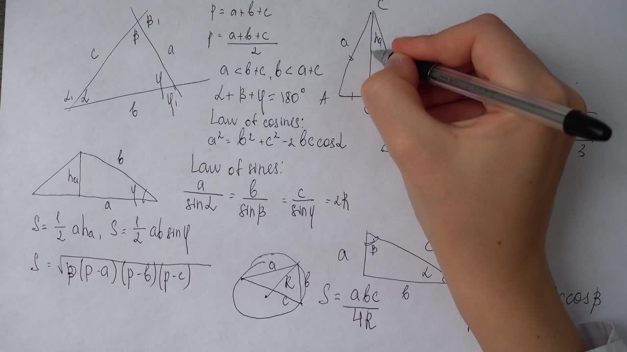 Writing of mathematical formulas on paper