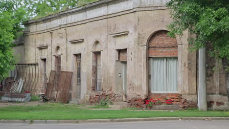 old colonial style building in countryside small quiet village in argentina