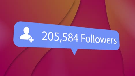 animación del número de seguidores creciendo sobre un fondo rojo