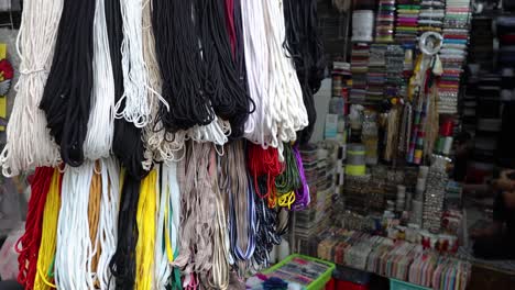 various tassels swaying gently in a shop