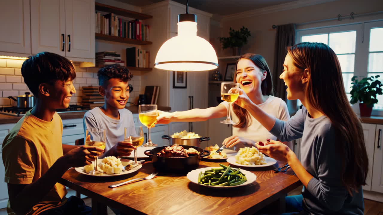 행복한 가족 저녁 식사