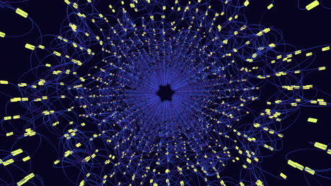 líneas espirales azules y doradas y formas en patrón circular y espiral