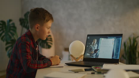 child doing online math class