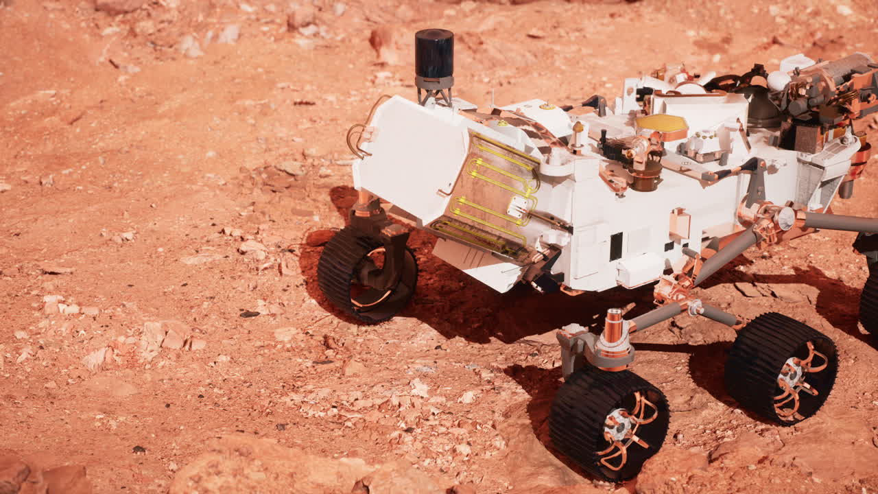 el rover de marte perseverance explorando el planeta rojo. elementos proporcionados por la nasa.