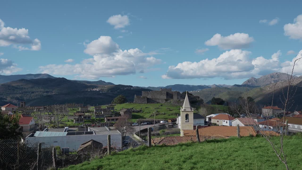 Lindoso village landscape with castle and mountains in Alto Minho Portugal