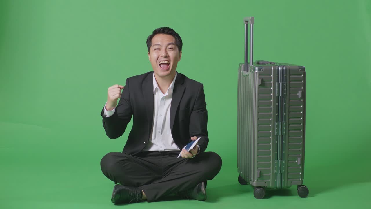 행복한 사업가 여행 준비