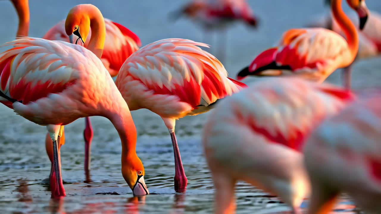 습지 에서 분홍색 플라밍고