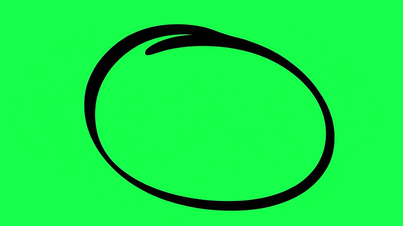 Bold black circle transparent 4K video, green screen