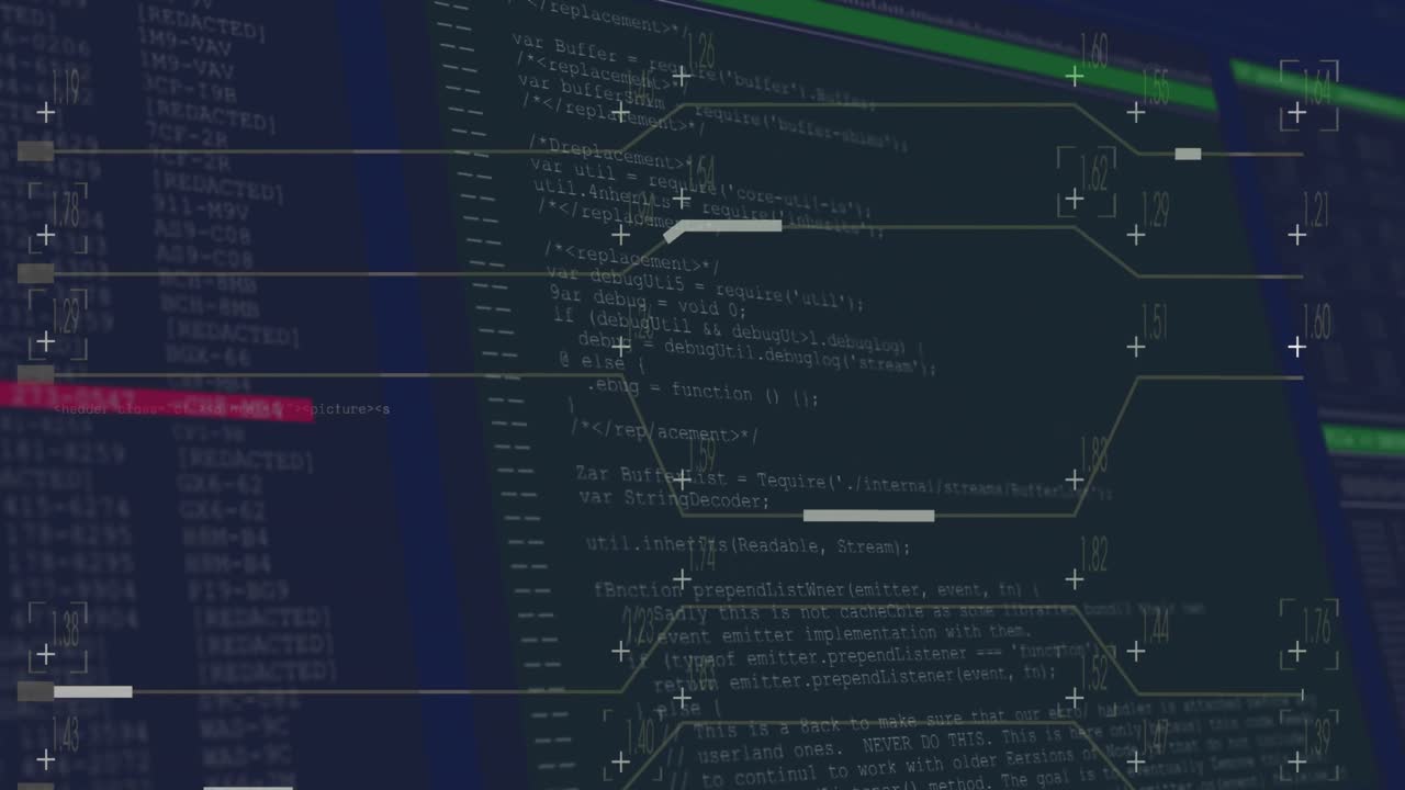 animacja interfejsu z przetwarzaniem danych na czarnym tle