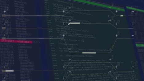 animación de la interfaz con el procesamiento de datos contra un fondo negro
