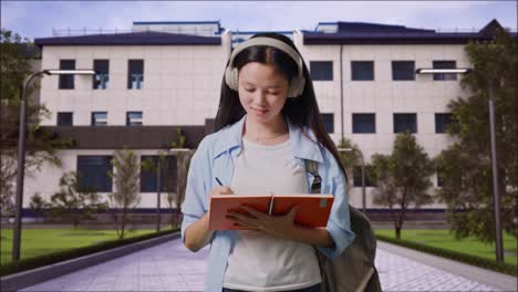 estudiante que estudia en el campus