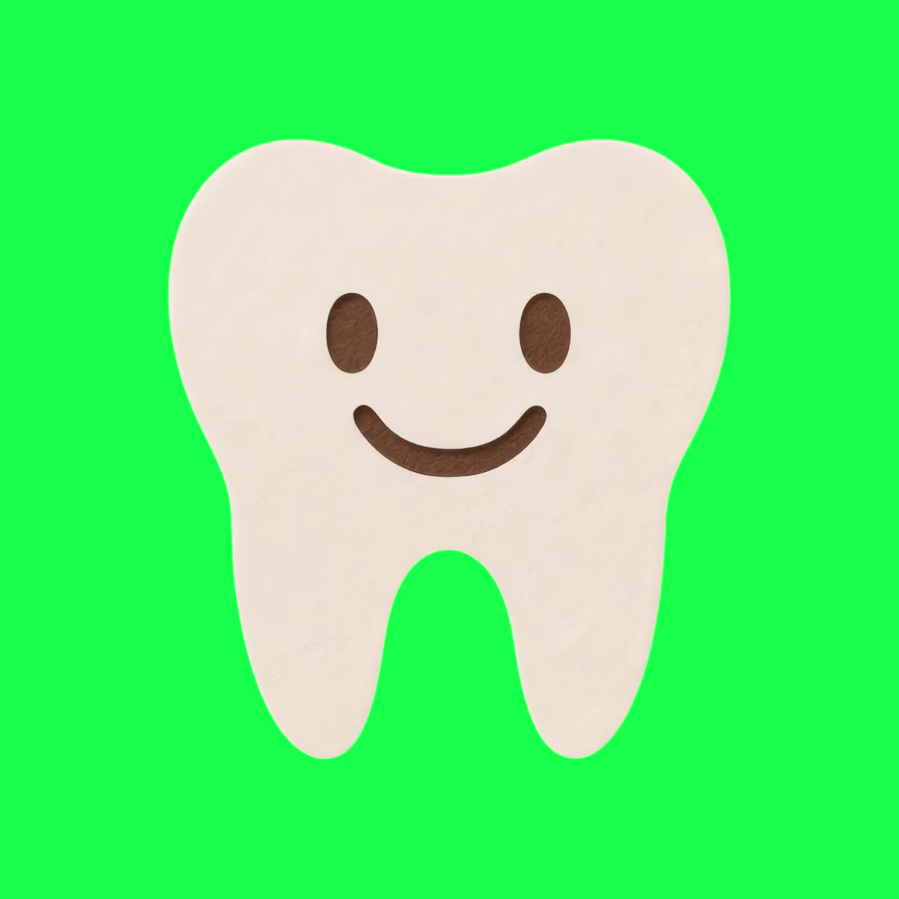 Smiling tooth cartoon illustration animation, transparent 4K video, green screen