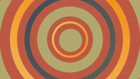 Abstract-animated-background-with-green-and-orange-colored-pulsing-concentric-circles-and-trembling-center