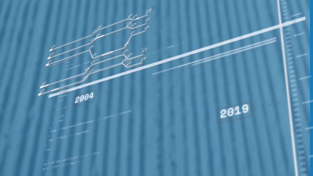 파란색 줄무 바탕에 데이터 처리 인터페이스의 애니메이션