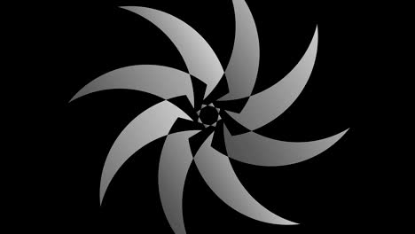 graphic drawing in black and white with stroboscopic and hypnotic effect, while it rotates clockwise and increases in size.