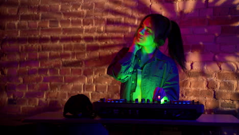 woman djing at the disco