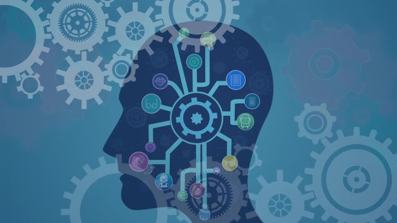 compuesto digital de un cerebro humano y aplicaciones de software