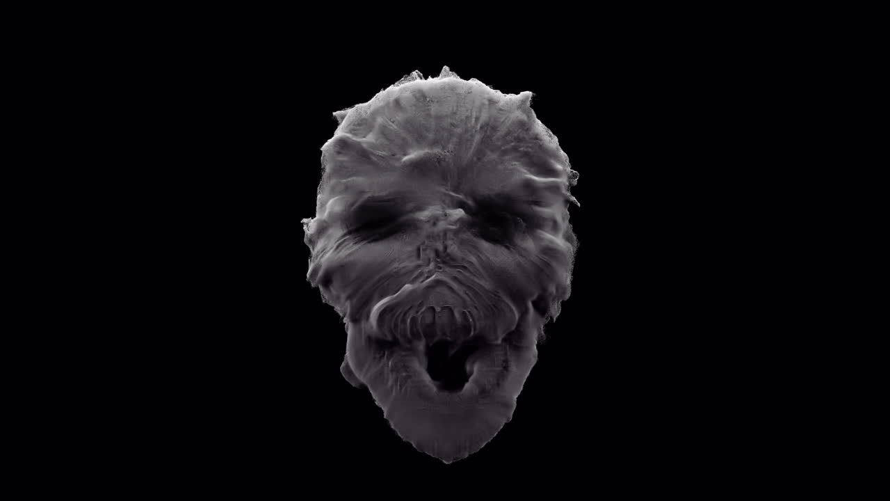 cráneo de humo con ojos oscuros con canal alfa