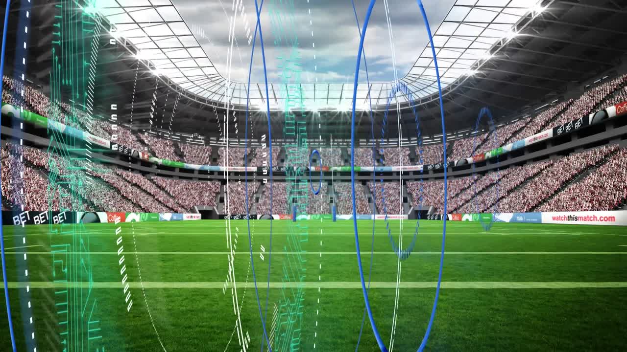 animación de la interfaz digital con un estadio abierto giratorio de bloqueo seguro
