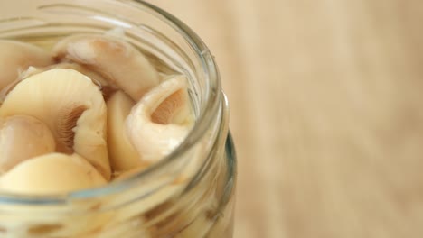 close up of canned mushrooms