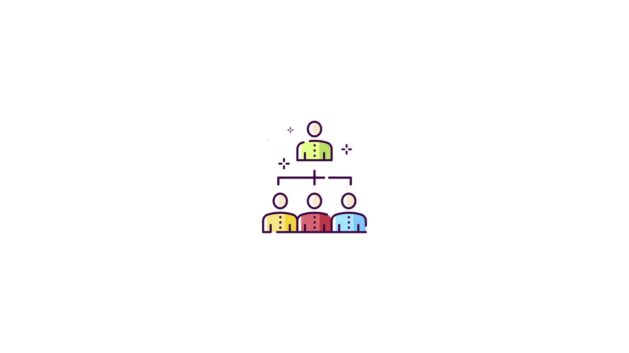 Animated Icon Illustrating Business Team Hierarchy and Structure