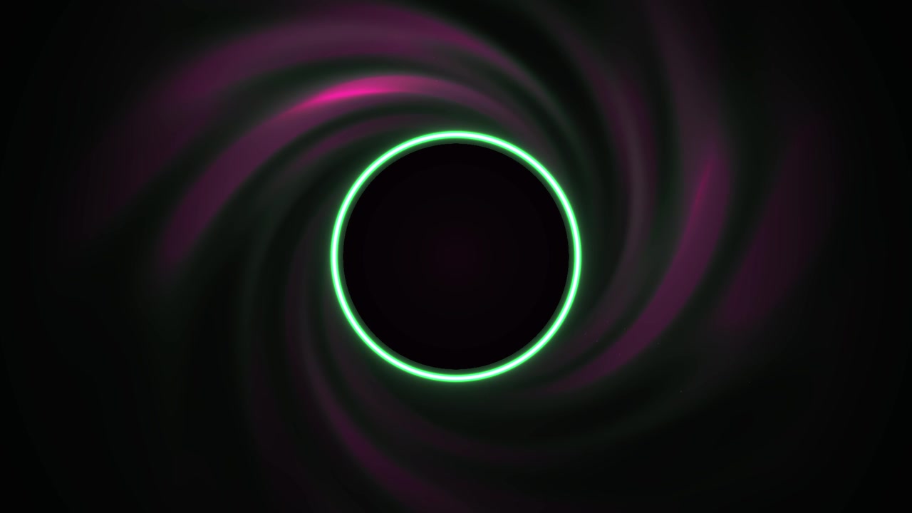 Abstract Glowing Green Circle with Rotating Pink Nebula Background