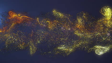 animación de ondas digitales amarillas brillantes flotando y manchas de luz contra un fondo gris