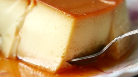 closeup of a delicious caramel pudding