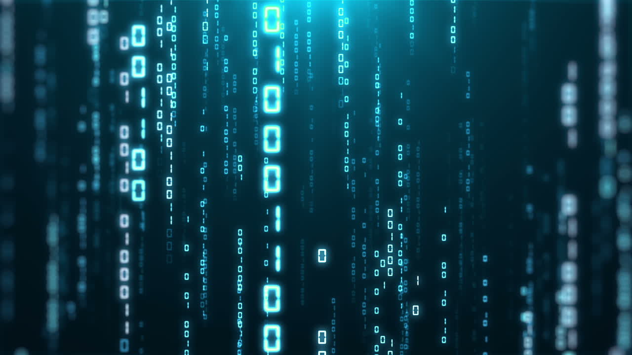 Premium stock video - Binary code changes randomly. program code ...