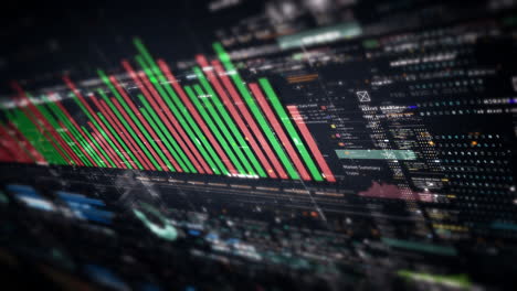 Business-Börse,-Handel,-Infografik-Mit-Animierten-Grafiken,-Diagrammen-Und-Datenzahlen-Insight-Analyse,-Die-Auf-Dem-Monitorbildschirm-Für-Business-Meeting-Mock-up-Themen-Angezeigt-Werden