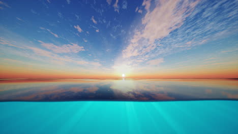 impresionante puesta de sol sobre el océano tranquilo