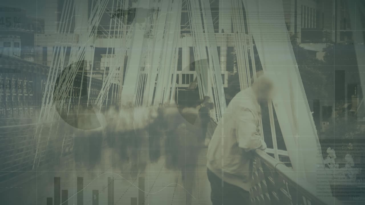 걸어다니는 사람들에 대한 통계 및 데이터 처리의 애니메이션