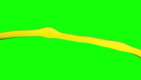 Organic-Slow-Motion-Crownsplash-Tendril-of-yellow-orange-cgi-Liquid-animation-on-green-screen