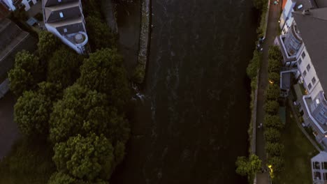 Bird's-eye-view-of-the-River-Corrib-passing-by-busy-Wolfe-tone-Bridge