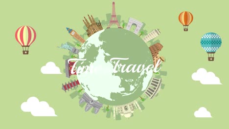 travel, vacation, sightseeing animation banner (4k) . world heritage and world famous buildings.