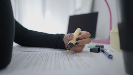 woman studying at desk