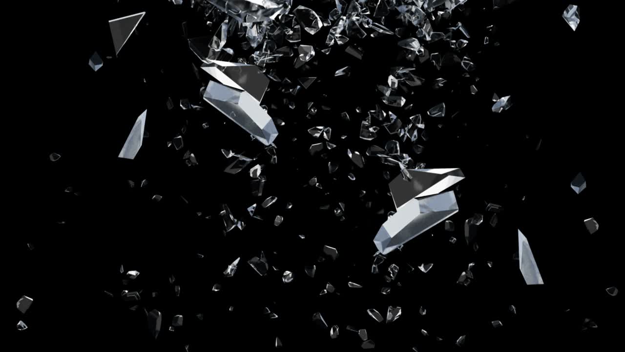 Glass Breaked with shatter and debris include black and white alpha matte. 3d illustration.