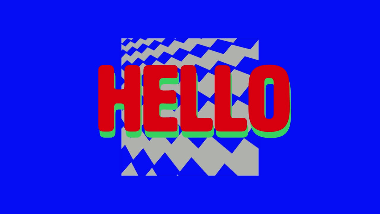 파란색 배경에 움직이는 추상적인 모양에 대한 안 ⁇ 하세요 텍스트의 디지털 애니메이션