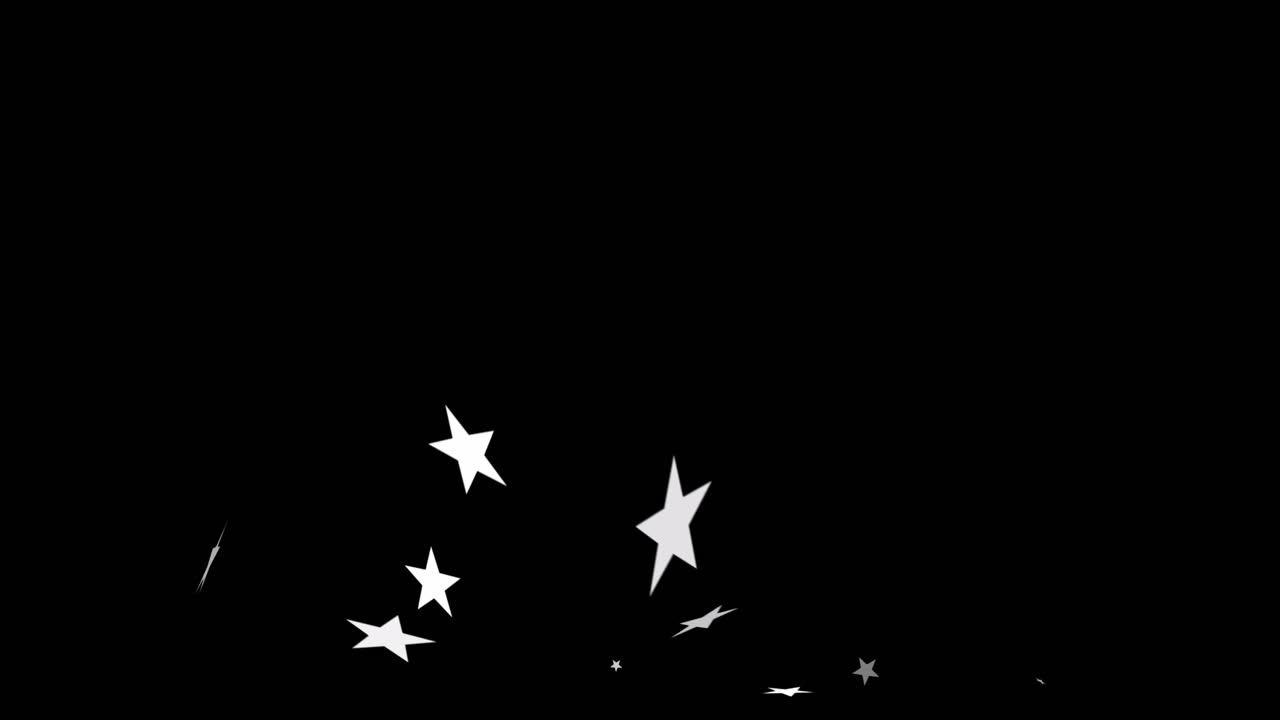 검은 바탕 위에 떨어지는 크리스마스 별의 애니메이션
